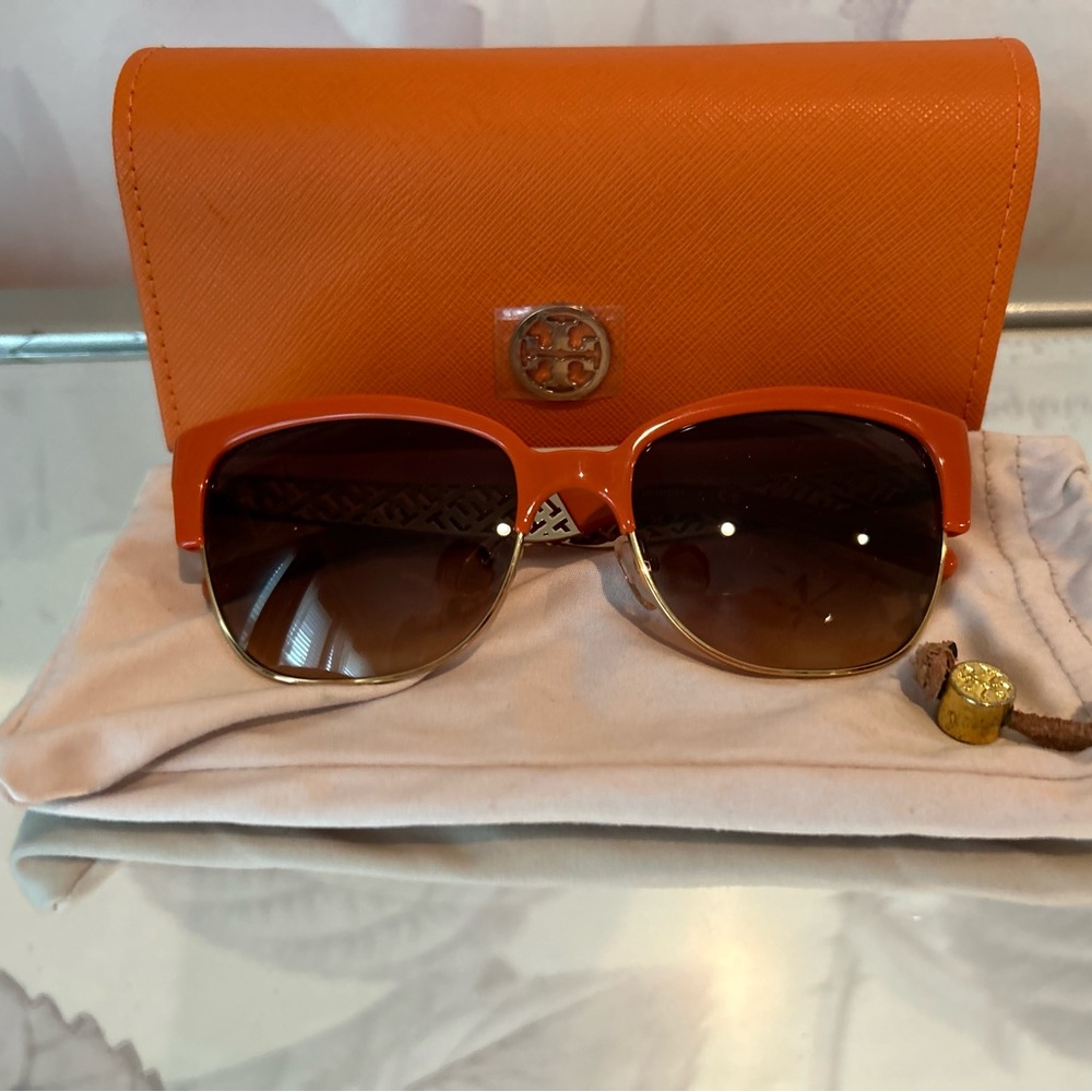 Tory Burch Orange Sunglasses with Gold Accents